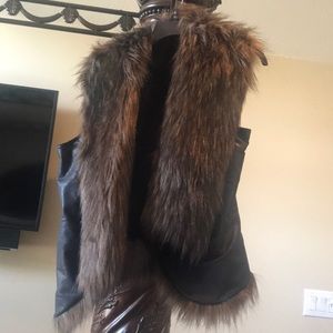 Vera Wang Faux fur collar vest